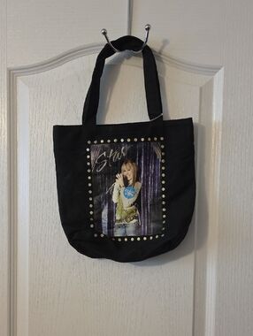 VINTAGE BLACK STUDDED GRAPHIC TOTE BAG